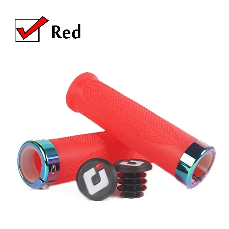 ODI Silicone MTB Bike Handlebar Grips Lock-On Anti-Slip Bike Handlebar Grips Nixie Red