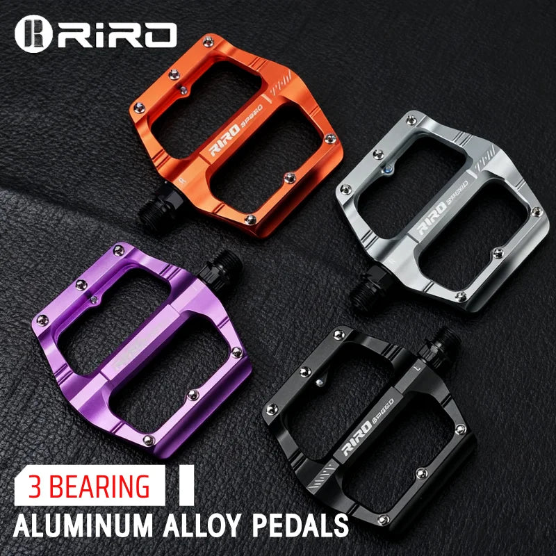 RIRO K30 3-Bearing CNC Aluminum Flat Bike Pedals MTB BMX Road Flat Bike Pedals Nixie