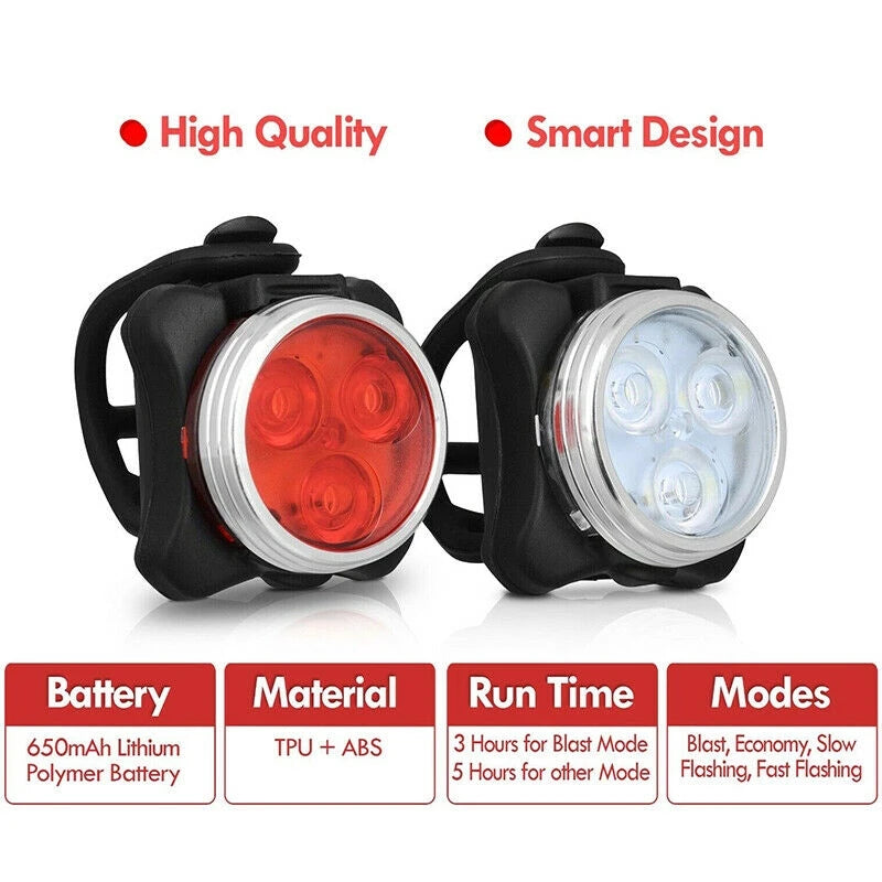 BUCKLOS Bike LED Light Set – USB Rechargeable, IPX5 Waterproof Bicycle Light Set Nixie