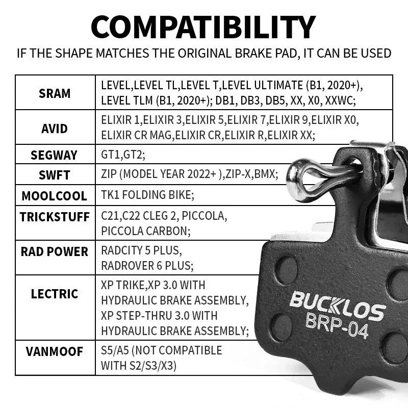 BUCKLOS Resin Disc Brake Pads for SRAM Avid MTB Road Gravel Disc Brake Pads Nixie