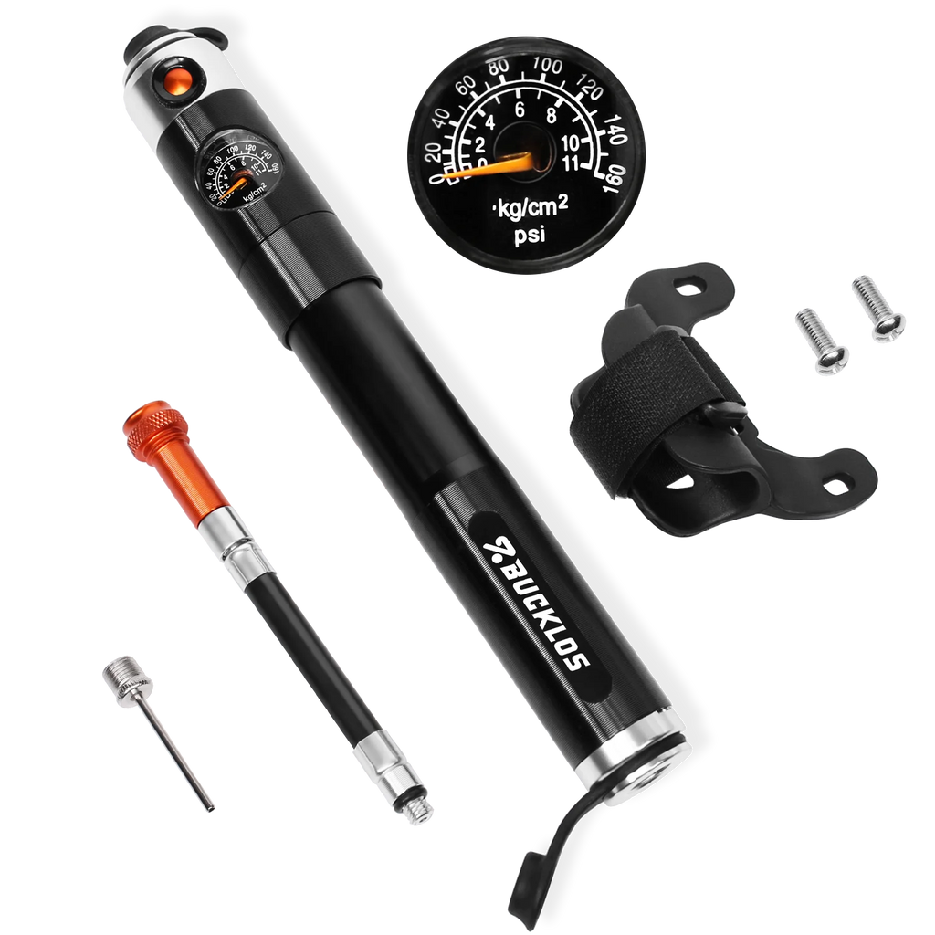 BUCKLOS Mini Bike Pump 160 PSI – Schrader & Presta Valve MTB Portable Bike Pump Nixie Mini Pump