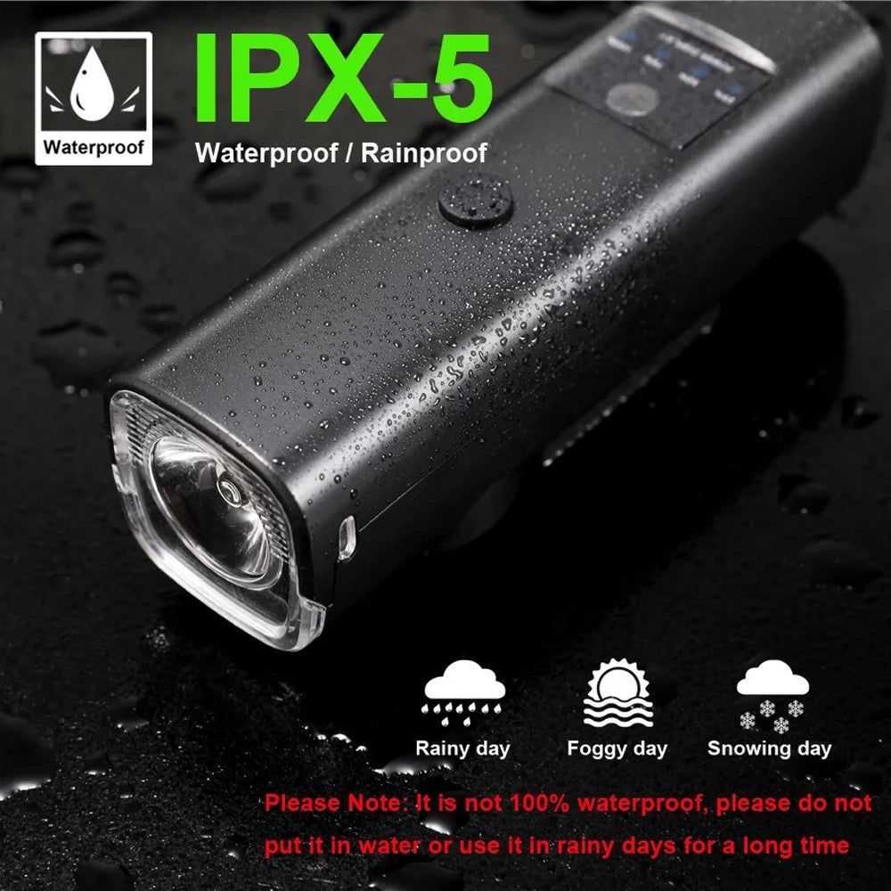 2-in-1 Bike Headlight & 120dB Horn USB Rechargeable Front Light Bike Headlight Horn Nixie