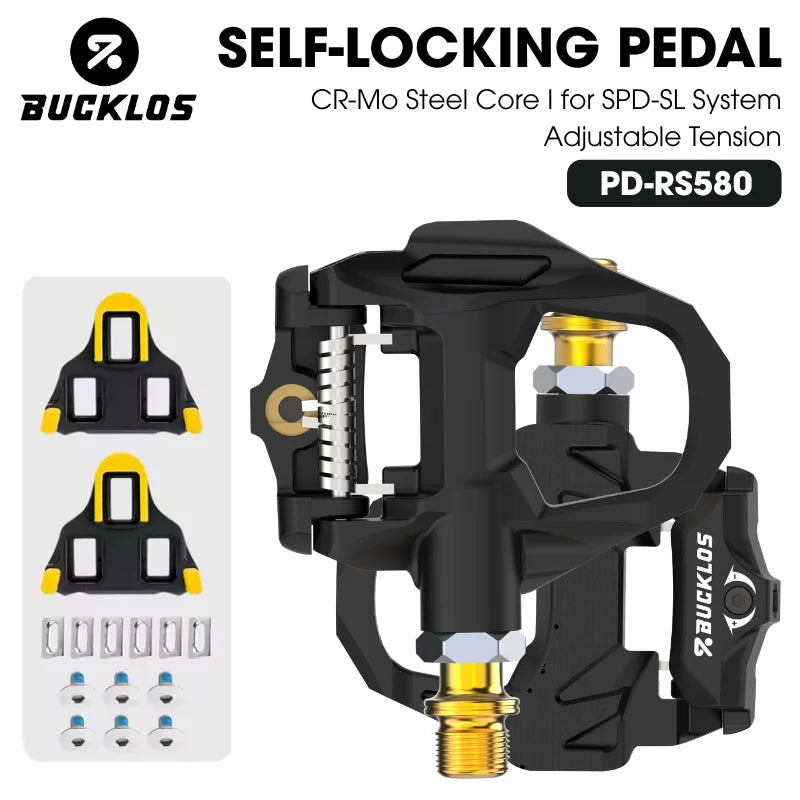 BUCKLOS SPD-SL Clipless Road Bike Pedals with Cleats | CR-Mo Clipless Bike Pedals Nixie