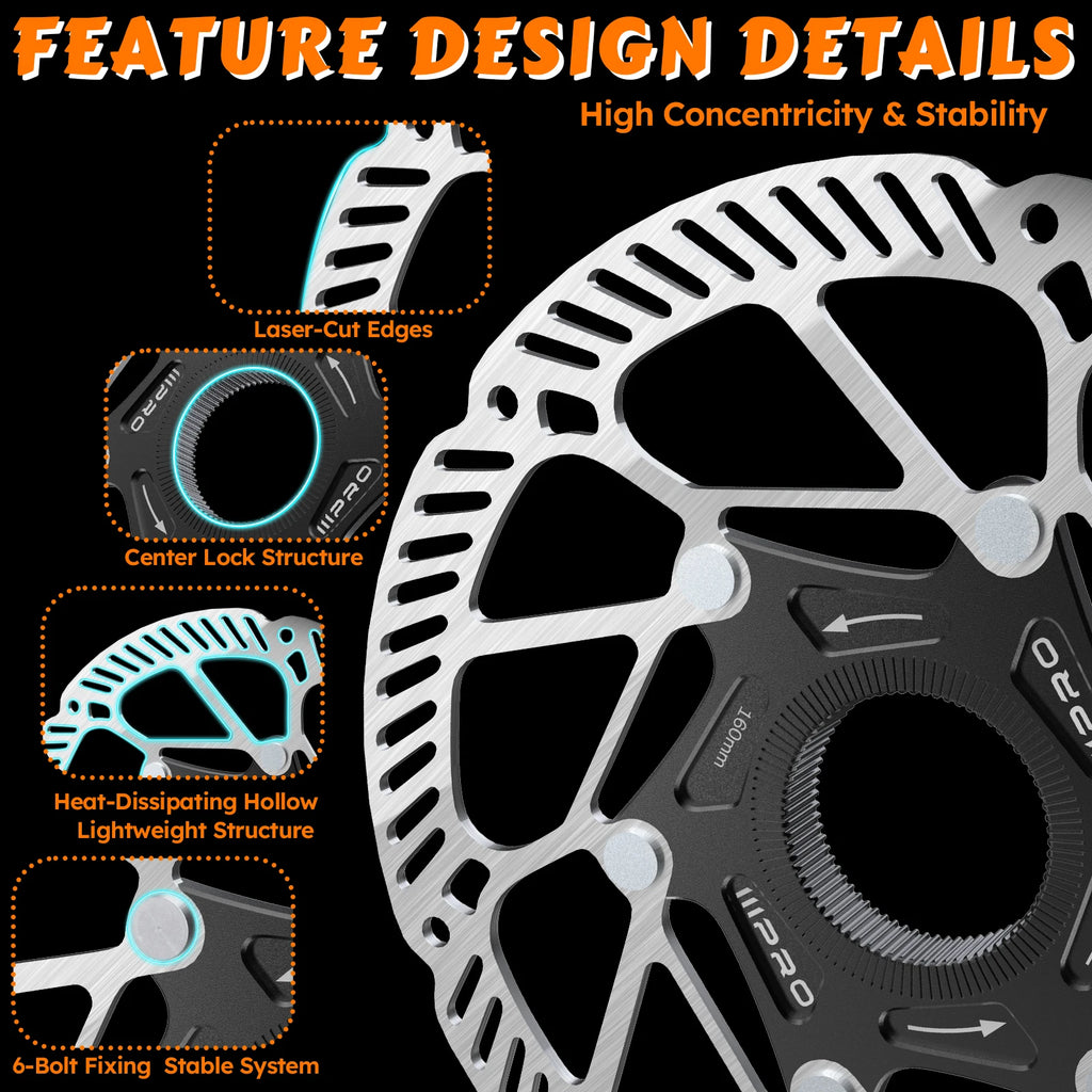 IIIPRO Centerlock Bike Rotor MTB & Road Disc Brake 140–180mm Bicycle Brake Rotor Nixie