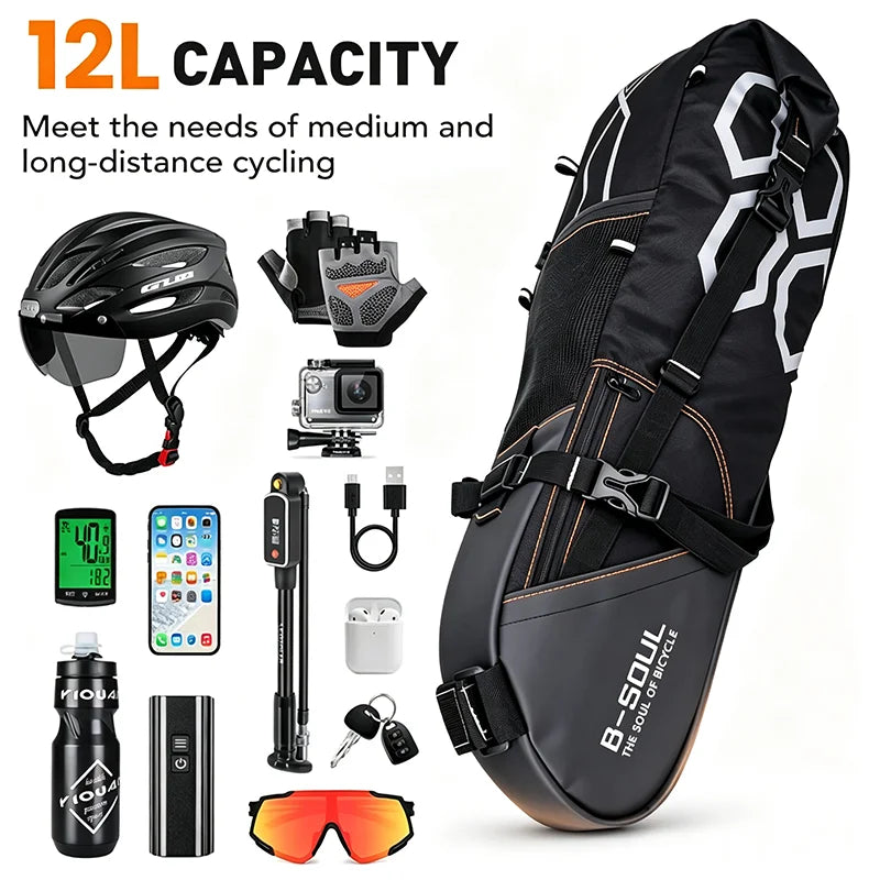 B-SOUL 12L Waterproof Bike Saddle Bag – MTB & Road Cycling Cycling Saddle Bag Nixie