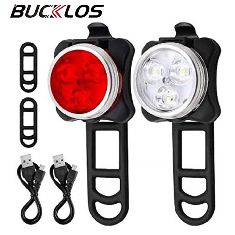 BUCKLOS Bike LED Light Set – USB Rechargeable, IPX5 Waterproof Bicycle Light Set Nixie