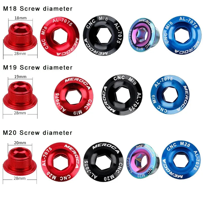 MEROCA Aluminum Alloy Bike Crank Cap Screw M15 M18 M20 MTB BMX Bike Crank Screw Nixie