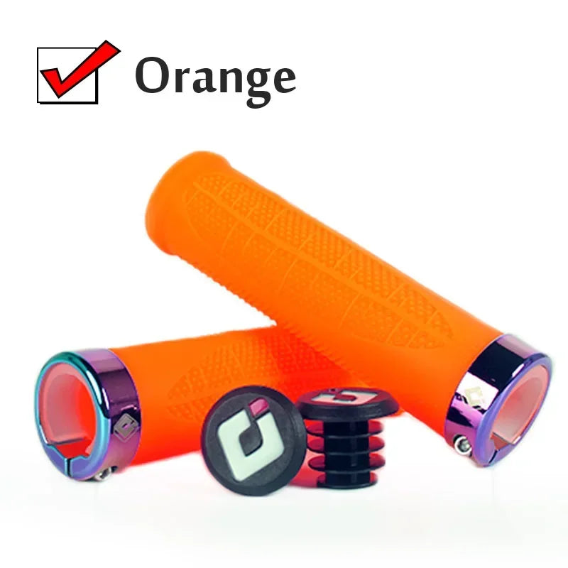 ODI Silicone MTB Bike Handlebar Grips Lock-On Anti-Slip Bike Handlebar Grips Nixie Orange