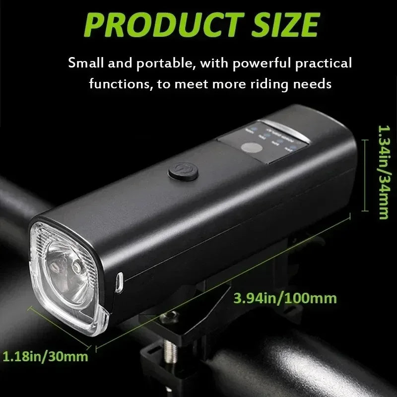 2-in-1 Bike Headlight & 120dB Horn USB Rechargeable Front Light Bike Headlight Horn Nixie