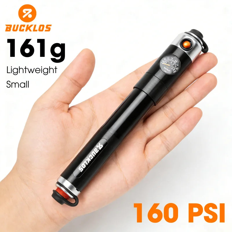 BUCKLOS Mini Bike Pump 160 PSI – Schrader & Presta Valve MTB Portable Bike Pump Nixie
