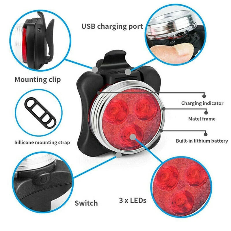 BUCKLOS Bike LED Light Set – USB Rechargeable, IPX5 Waterproof Bicycle Light Set Nixie