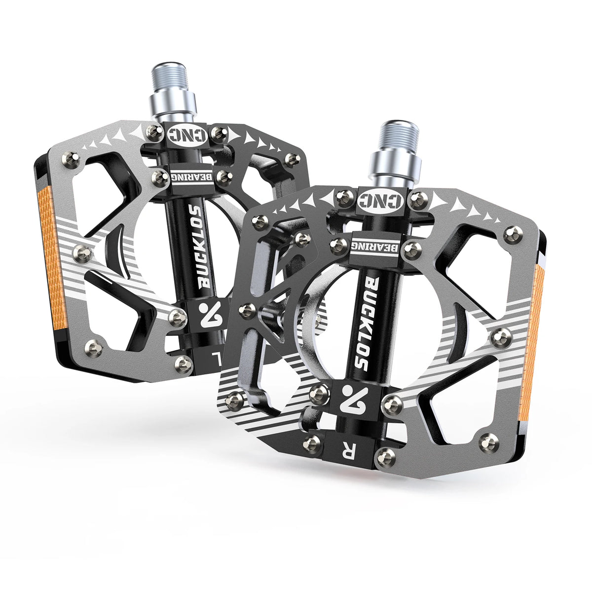 BUCKLOS Ultralight Alloy MTB Flat Pedals – Non-Slip Sealed Bearing MTB Flat Pedals Nixie BLACK SILVER