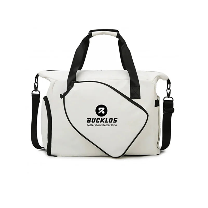 BUCKLOS Pickleball Paddle Bag – Large Waterproof Racket Sports Bag Sports Racket Bag Nixie White
