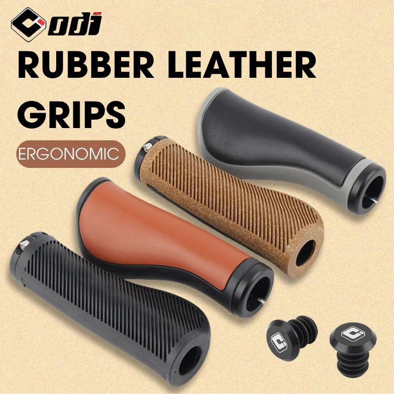 ODI Leather Lock-On MTB Handlebar Grips – Anti-Slip Bicycle MTB Handlebar Grips Nixie
