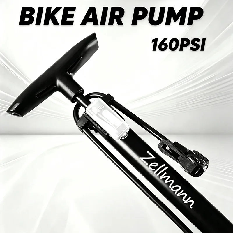 Zellmann 160 PSI Portable Bike Floor Pump with Gauge Bicycle Floor Pump Nixie