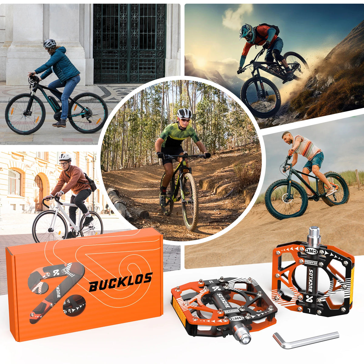 BUCKLOS Ultralight Alloy MTB Flat Pedals – Non-Slip Sealed Bearing MTB Flat Pedals Nixie