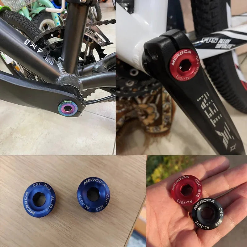 MEROCA Aluminum Alloy Bike Crank Cap Screw M15 M18 M20 MTB BMX Bike Crank Screw Nixie