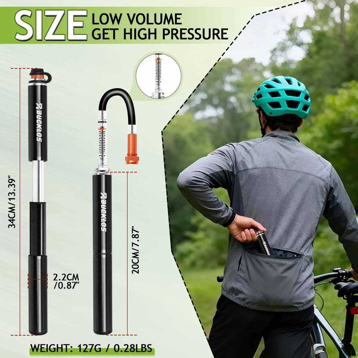 BUCKLOS Mini Bike Pump 160PSI – Schrader & Presta Valve MTB Mini Bike Pump Nixie