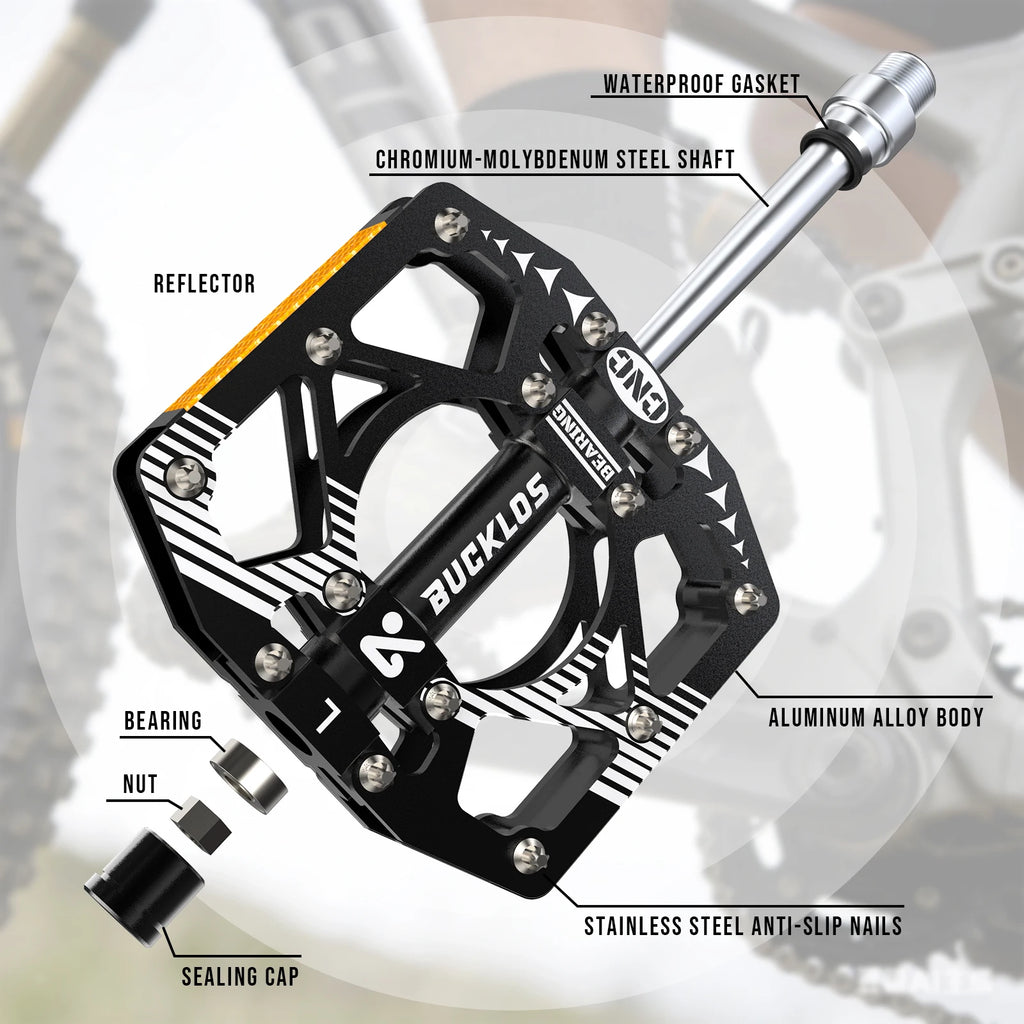 BUCKLOS Ultralight Alloy MTB Flat Pedals – Non-Slip Sealed Bearing MTB Flat Pedals Nixie