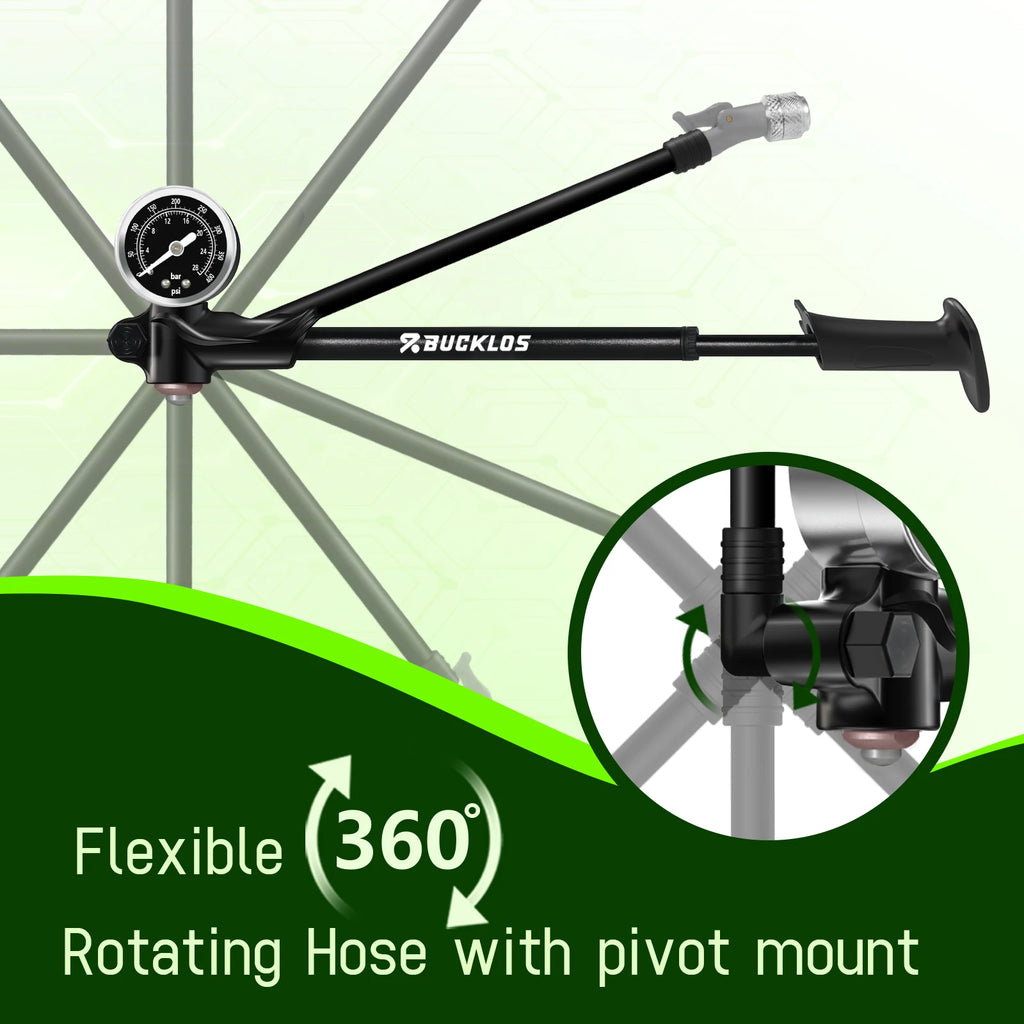 BUCKLOS 400PSI MTB Shock Pump – Air Fork & Rear Shock Inflator