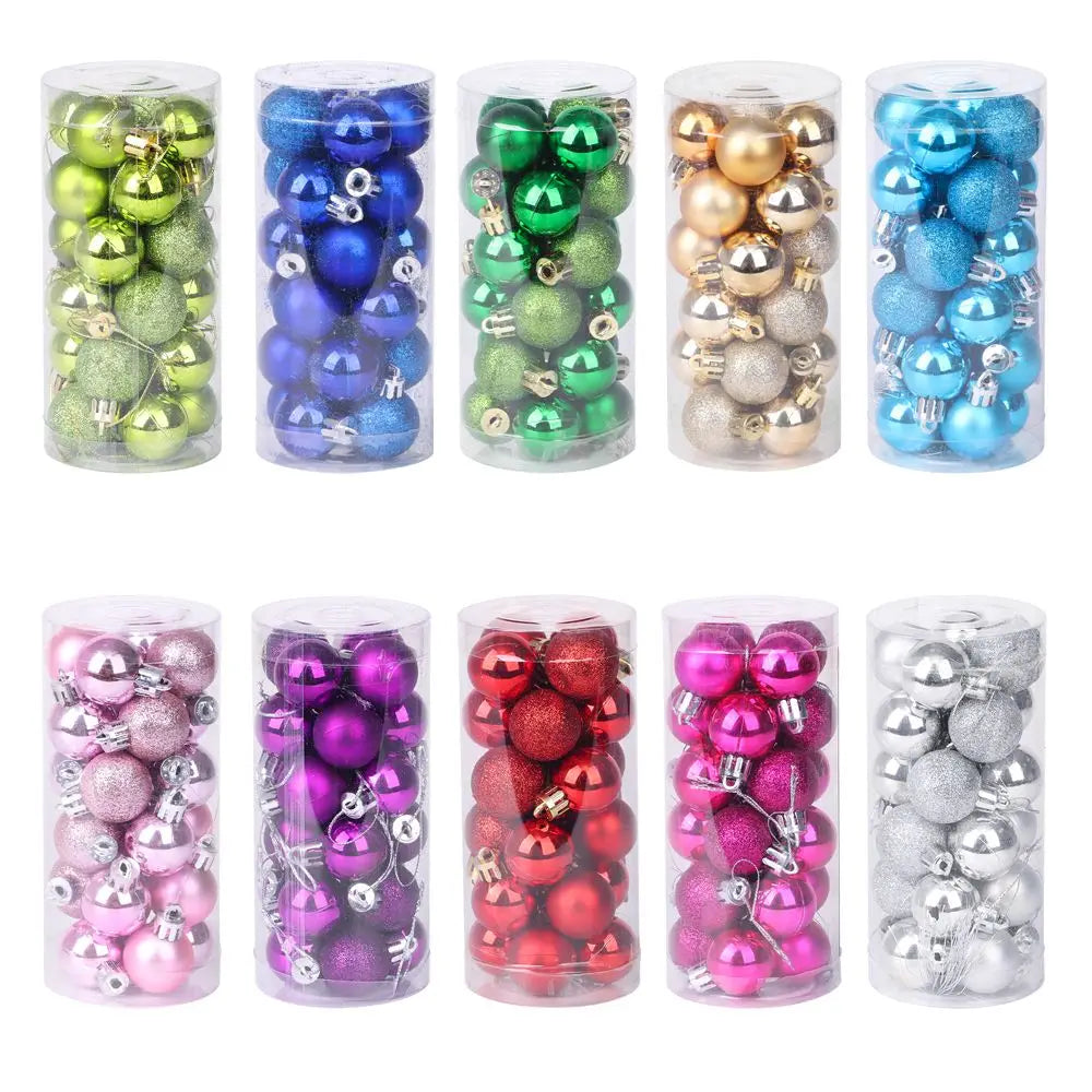 24pcs 3cm Christmas Ball Ornaments – Plastic Baubles Xmas Décor