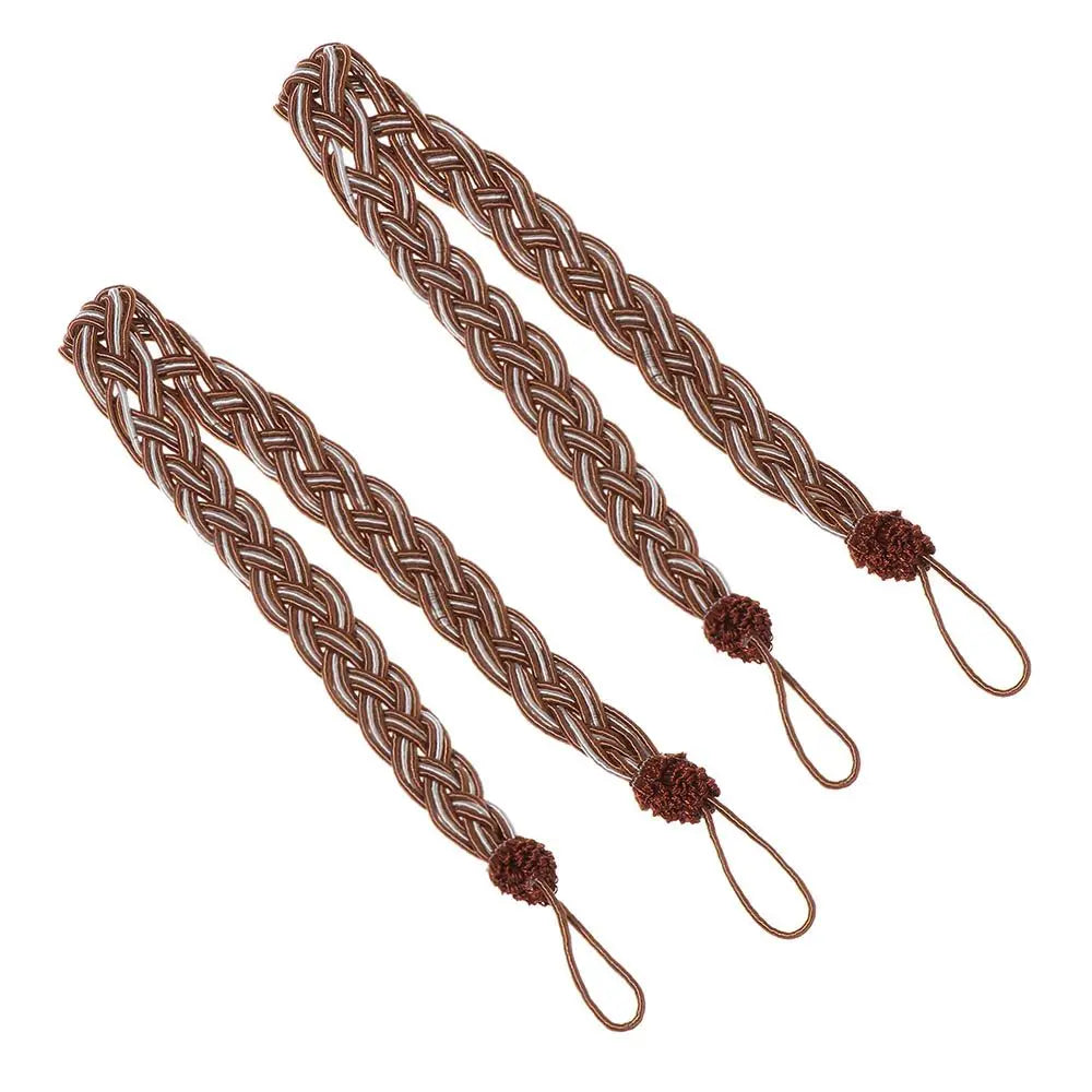 Braided Satin Curtain Tie Backs – Modern Rope Holdbacks 1 Pair Curtain Tie Backs Nixie dark coffee