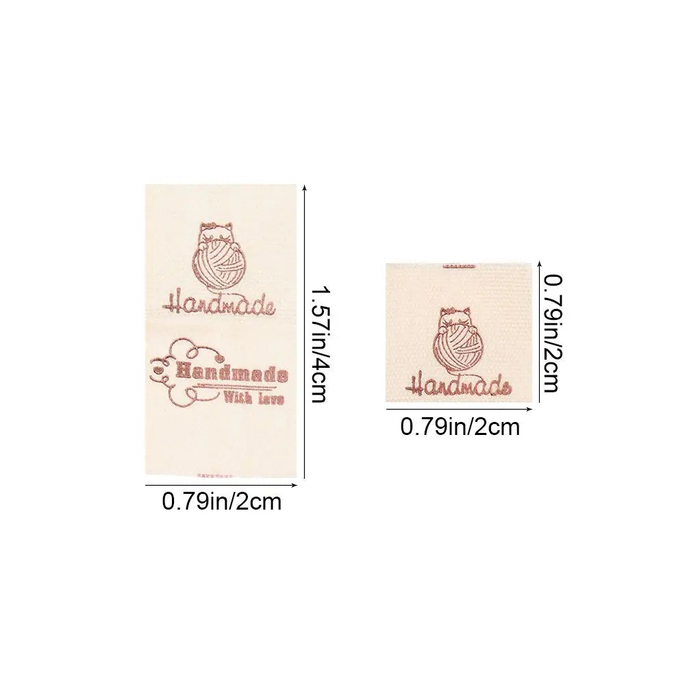 50PCS Handmade With Love Cloth Labels – Cartoon Cat Sewing Tags Garment Sewing Labels Nixie