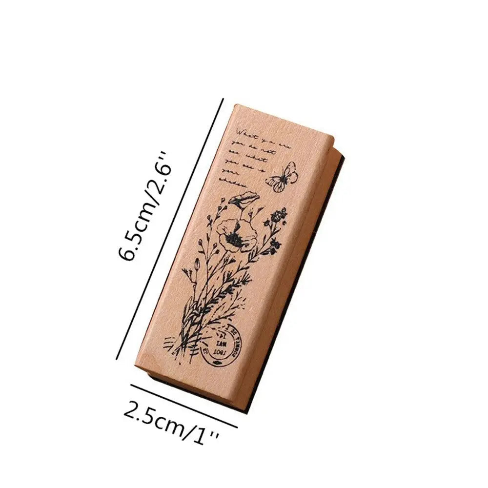 Vintage Wooden Rubber Stamps – Plant & Tree DIY Craft Stamps