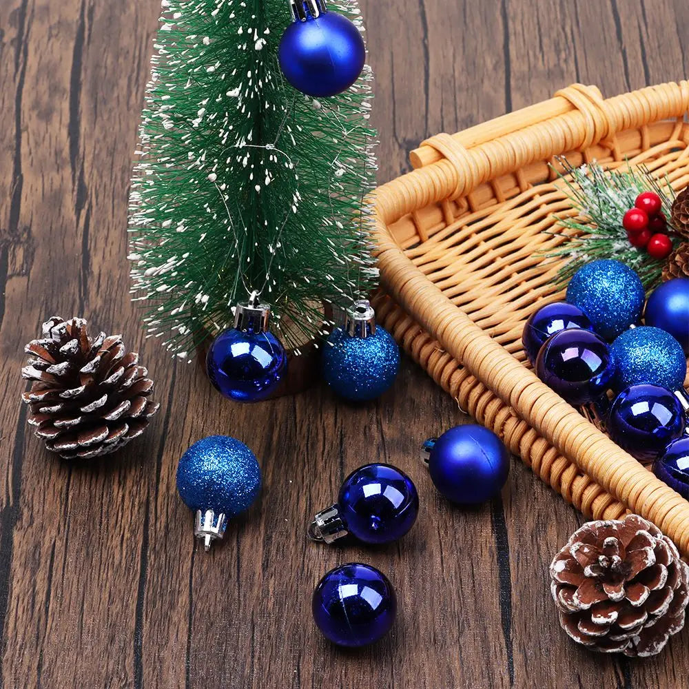 24pcs 3cm Christmas Ball Ornaments – Plastic Baubles Xmas Décor