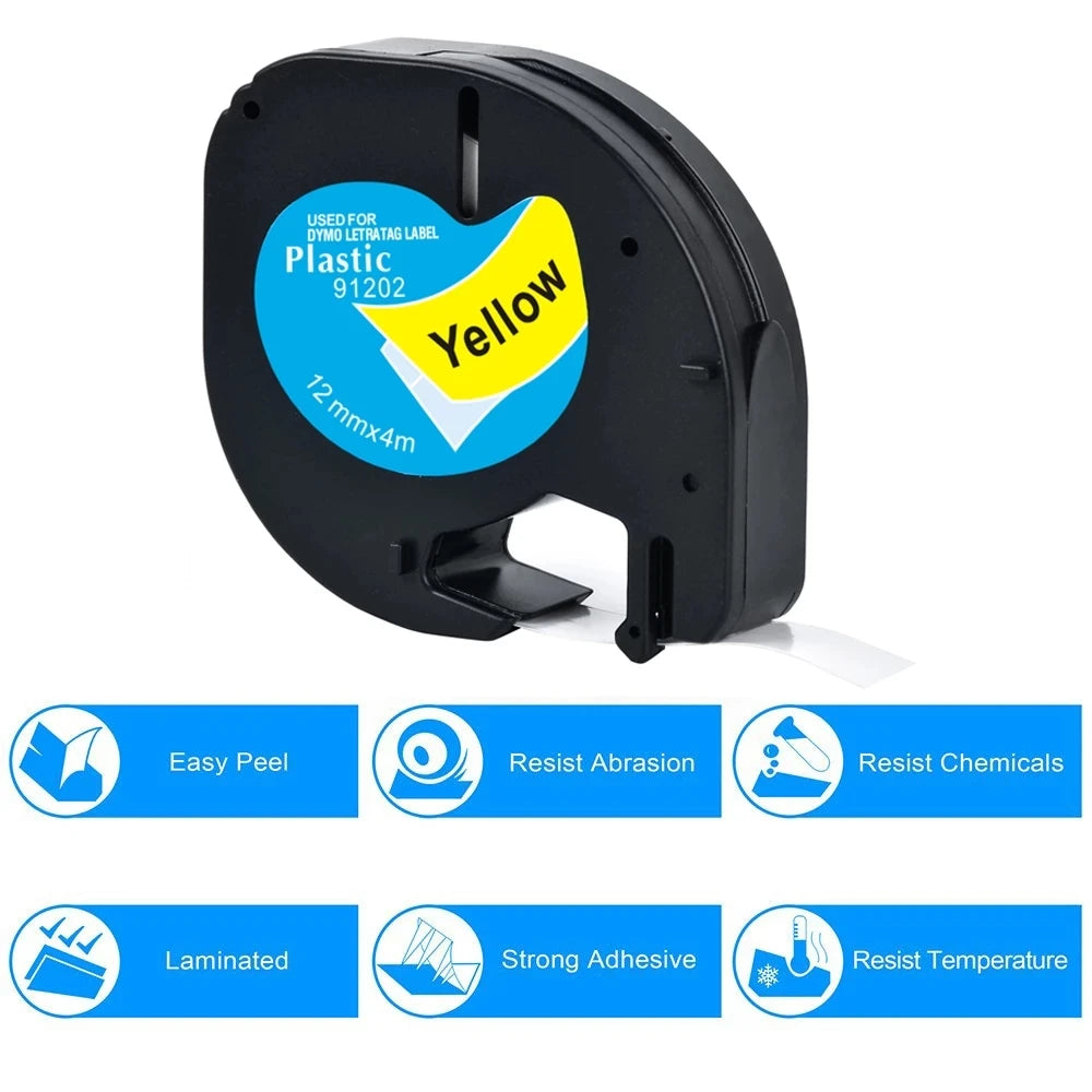 Compatible DYMO LetraTag Tape 12mm – 91200 91201 91202 LT-100H Label Maker Tape Nixie