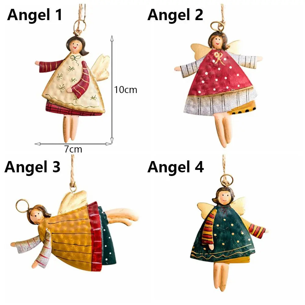 Retro Metal Christmas Ornaments – Angel, Santa & Snowman Pendants