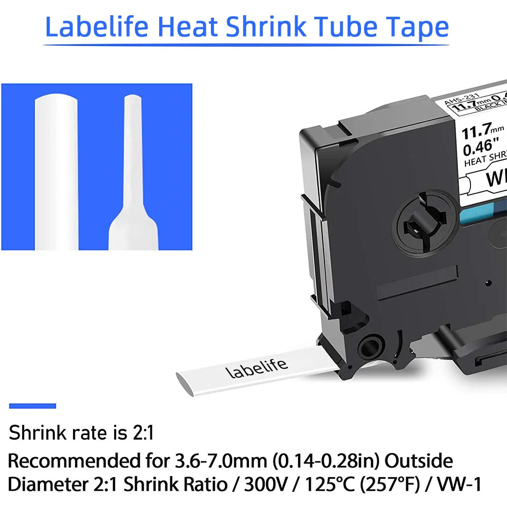 Brother HSe Heat Shrink Tube Tape HSe-231 HSe-631 P-Touch Label Printer Tape Nixie