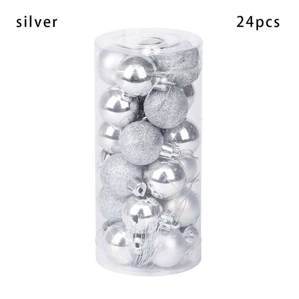 24pcs 3cm Christmas Ball Ornaments – Plastic Baubles Xmas Décor
