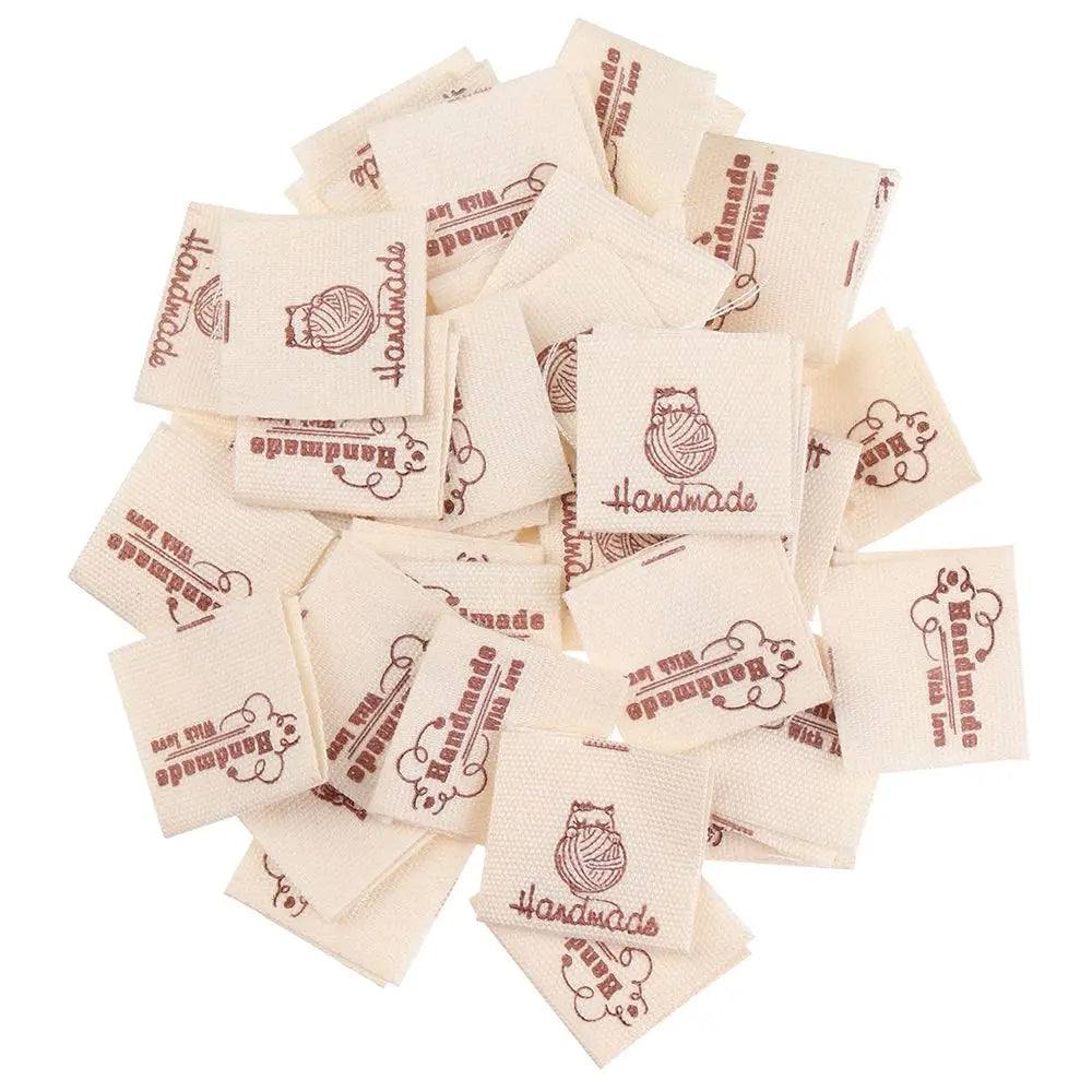 50PCS Handmade With Love Cloth Labels – Cartoon Cat Sewing Tags Garment Sewing Labels Nixie