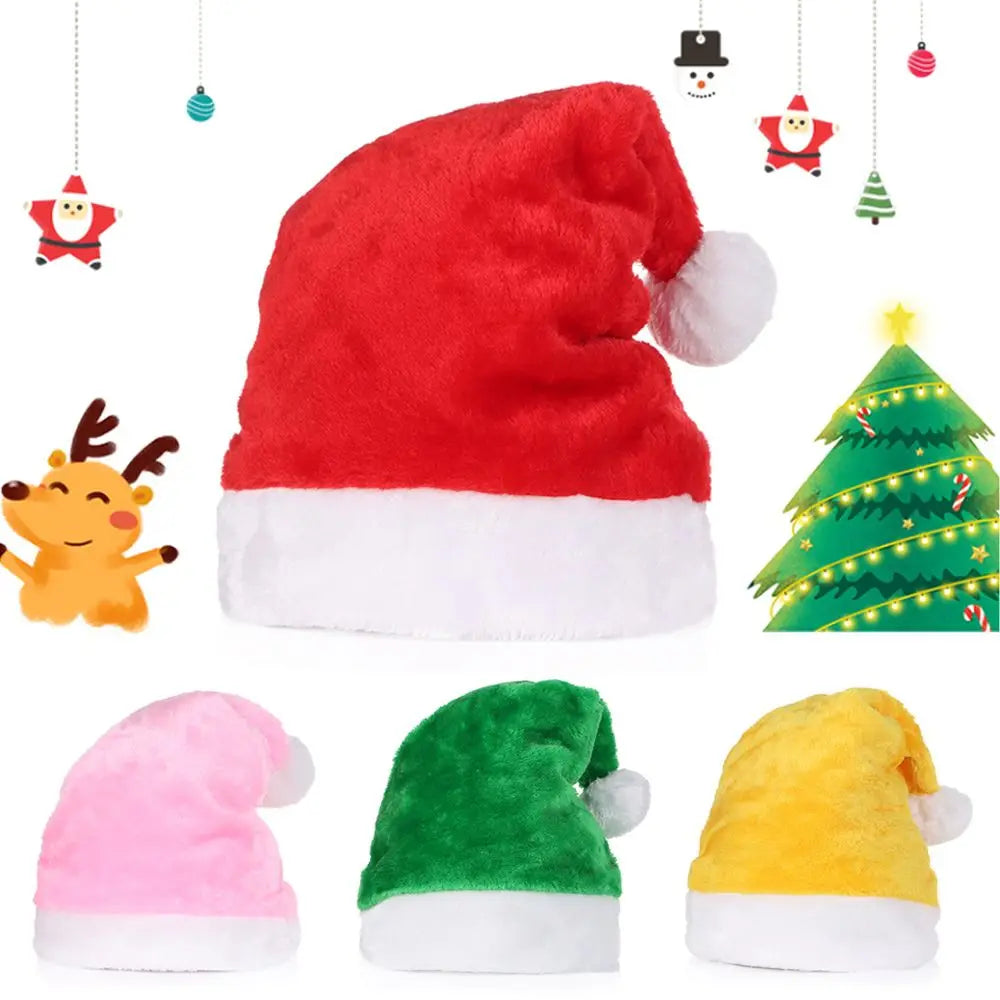 Plush Santa Hat Christmas Cap – Holiday Party Adults & Kids