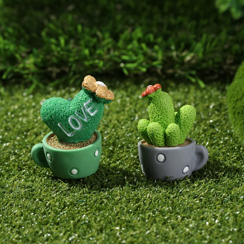 Fairy Garden Cactus Miniature Figurines – Micro Landscape Decor Miniature Figurines Nixie