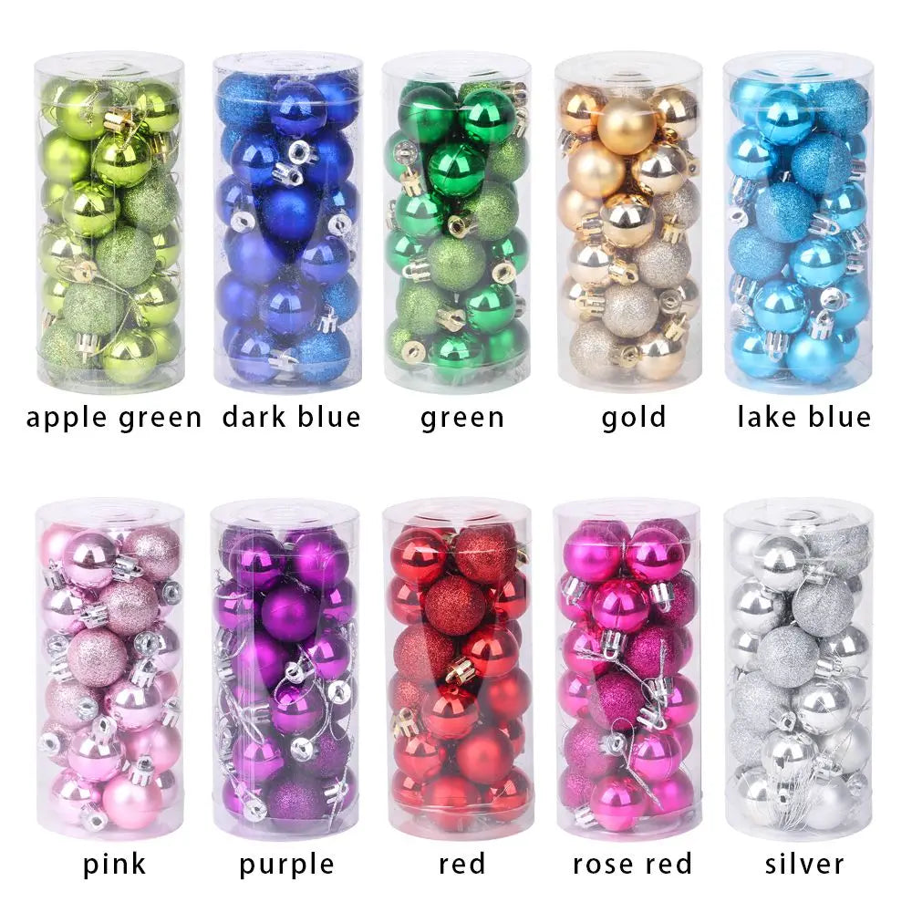 24pcs 3cm Christmas Ball Ornaments – Plastic Baubles Xmas Décor