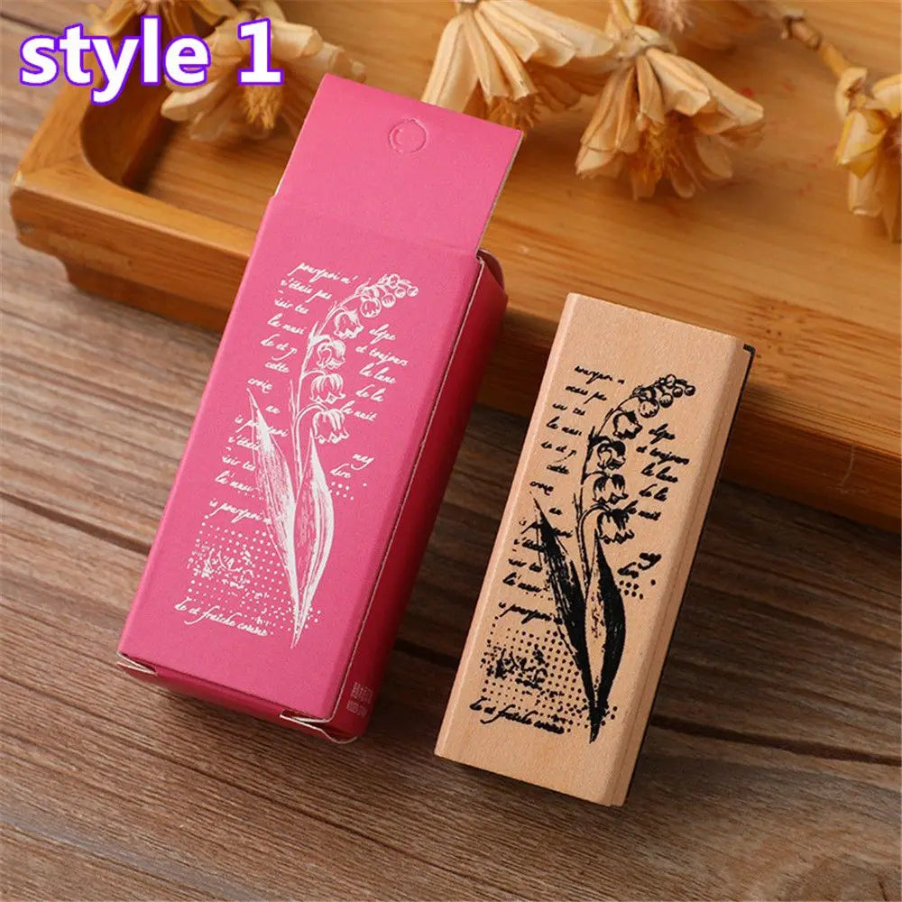 Vintage Wooden Rubber Stamps – Plant & Tree DIY Craft Stamps Rubber Craft Stamp Nixie 1