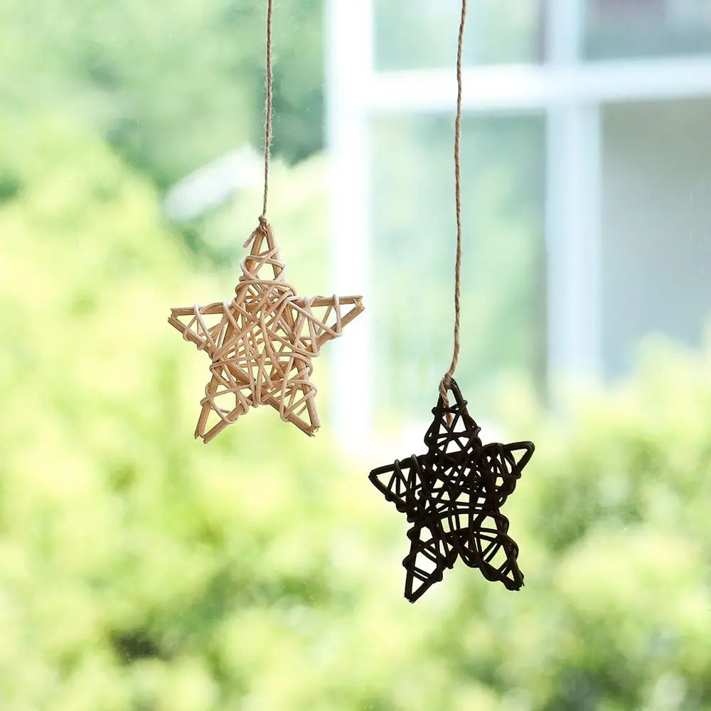 10PCS Rattan Ball Heart Star Ornaments for Home & Party Décor