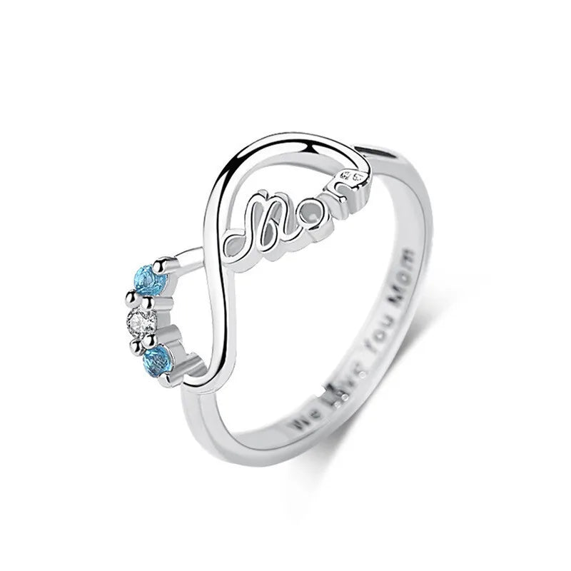 Crystal Infinity Ring Zinc Alloy Adjustable Punk Geometric Style Fashion Ring Nixie 7 WHITE
