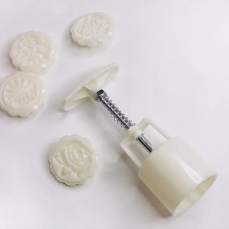 DIY Mooncake Mold Hand Press Set – 6 Stamp Designs, 50g