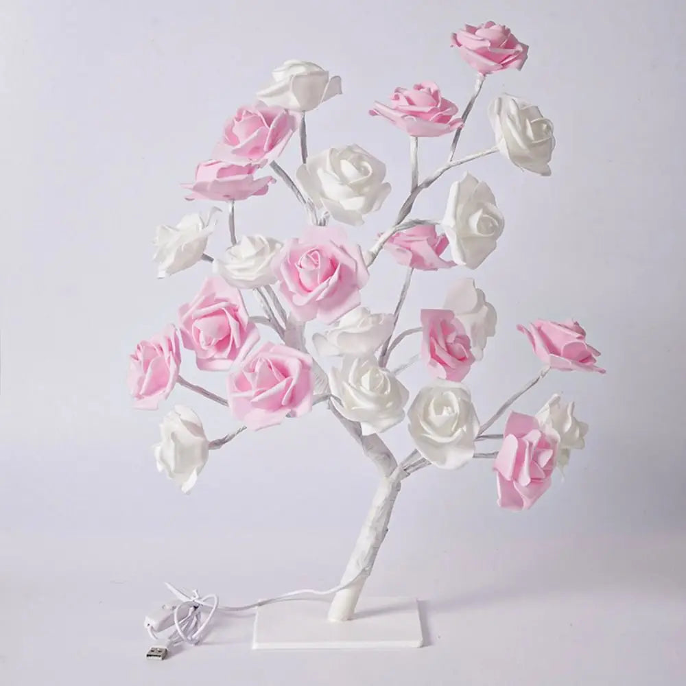 USB Rose Flower Tree LED Table Lamp | Warm Decorative Night Light