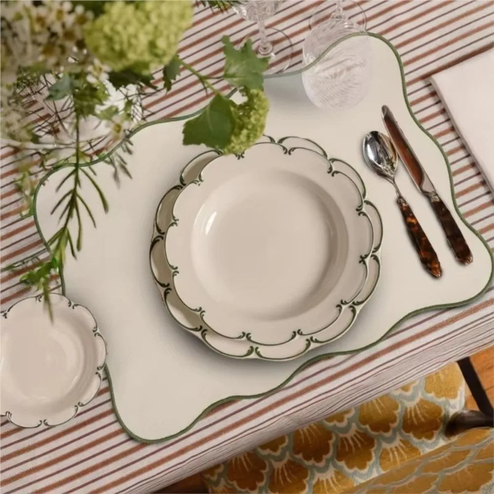Nordic Waterproof Placemat – Lace Edge, Heat & Oil Resistant Dining Placemat Nixie