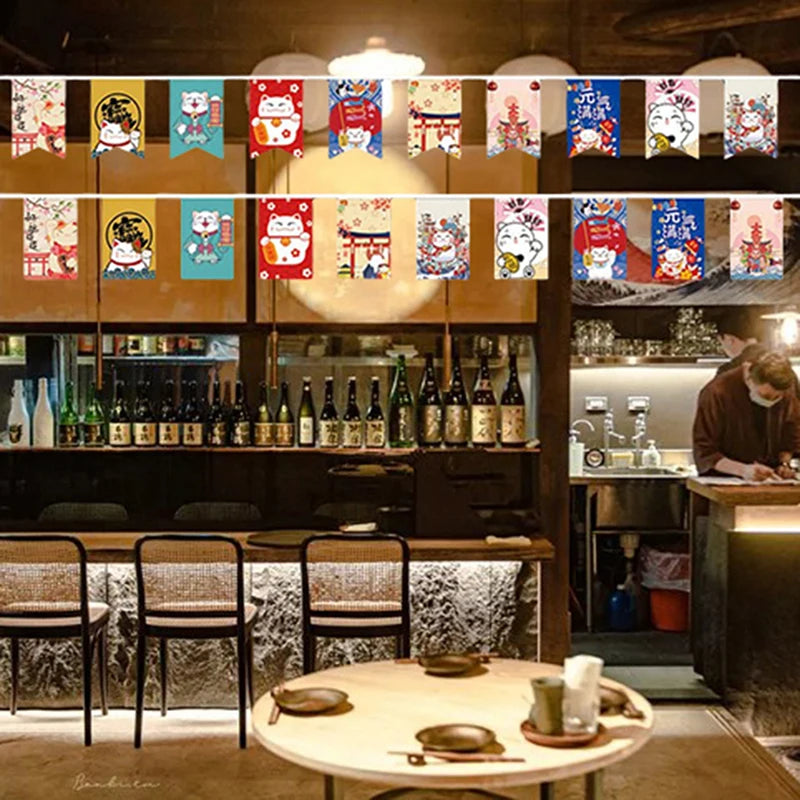 Japanese Lucky Cat String Bunting Banner – Party & Restaurant Decor