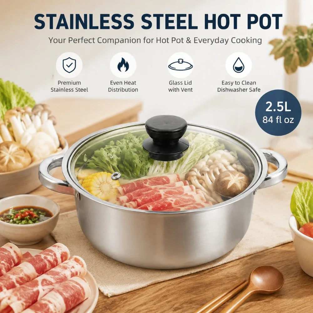 Stainless Steel Non-Stick Soup Pot – 26cm Double Bottom Pan Soup & Stock Pot Nixie