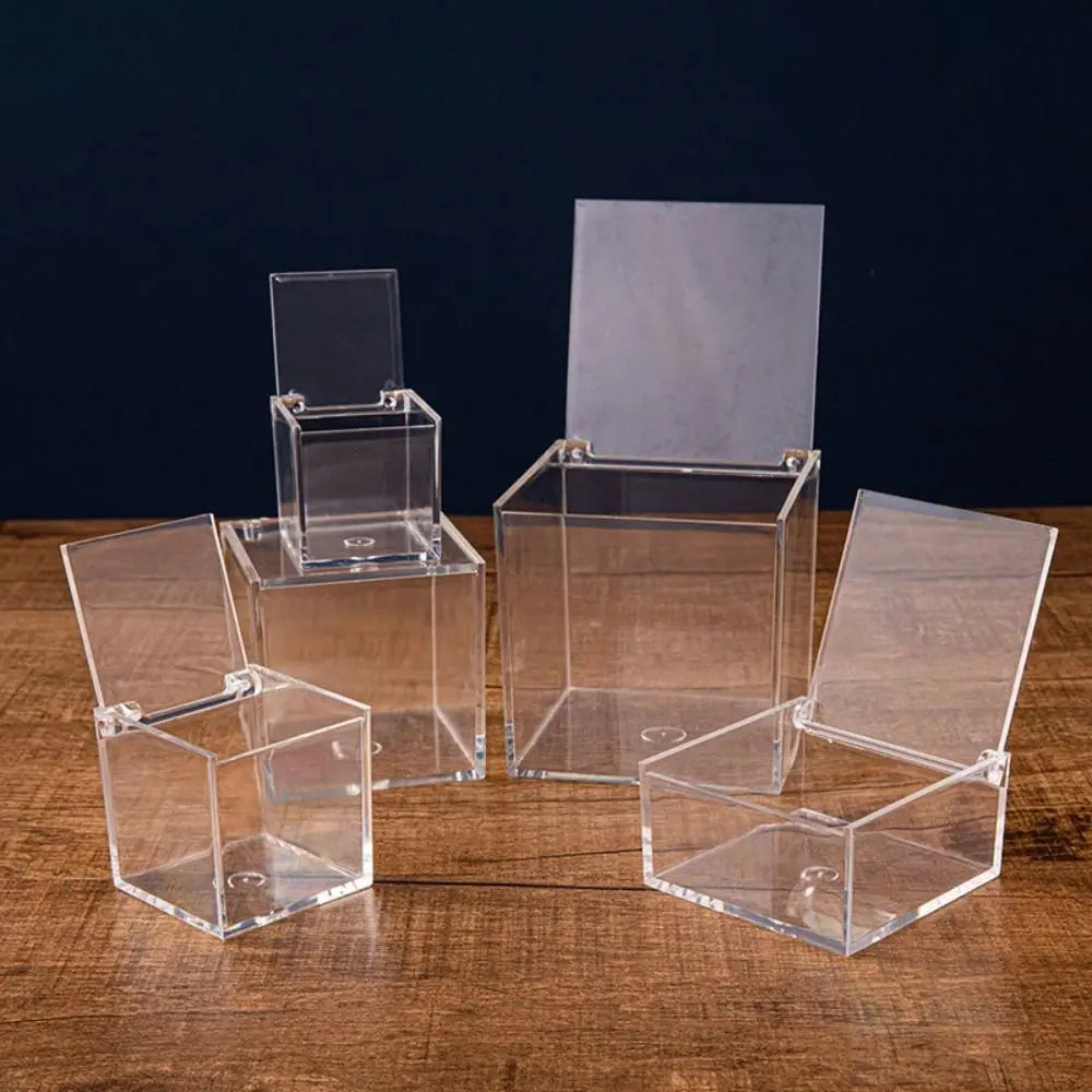 Clear Acrylic Cube Box with Lid – Stackable Display Organizer