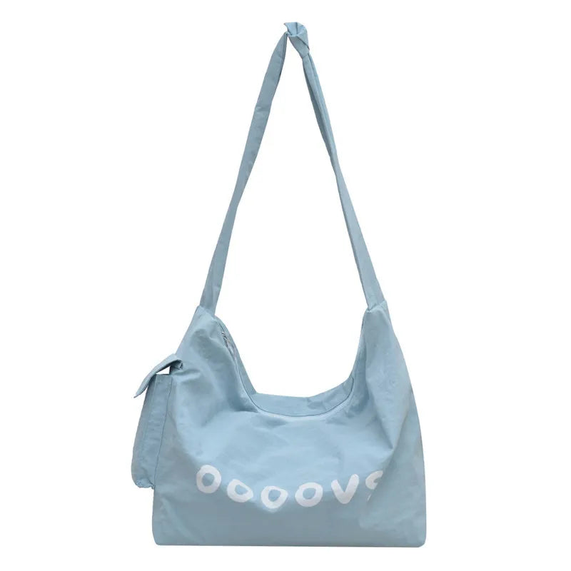 Korean Style Large Canvas Tote Bag – Letter Print Crossbody Canvas Tote Bag Nixie