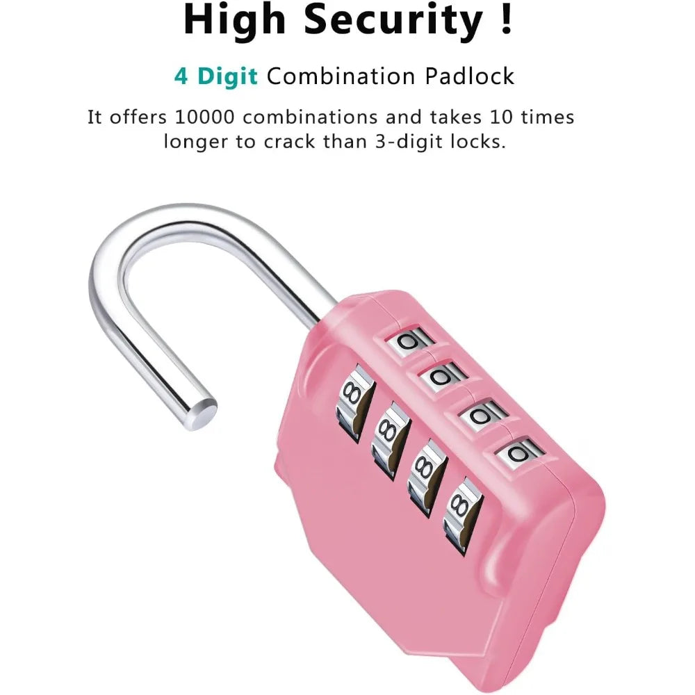 4-Digit Resettable Combination Padlock – Weatherproof Keyless Lock