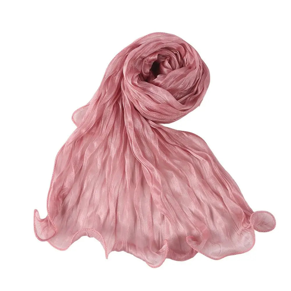 Solid Color Chiffon Scarf Ruffled Shawl & Head Wrap
