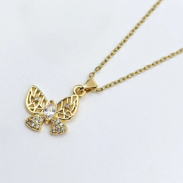 Butterfly Pendant Necklace | Stainless Steel Clavicle Chain Pendant Necklace Nixie